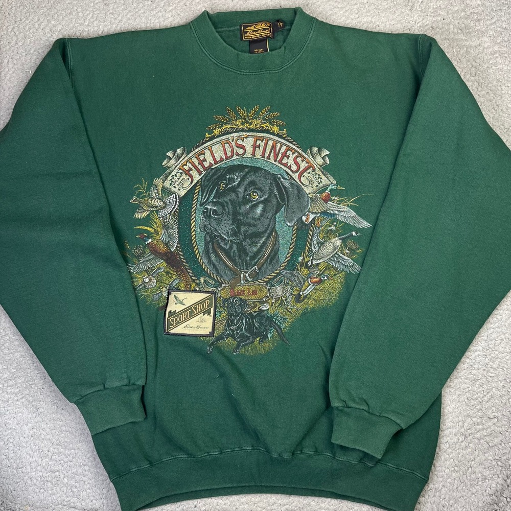 Eddie Bauer Sweatshirt Mens Large Green Black Lab Fields Finest Sport Shop USA